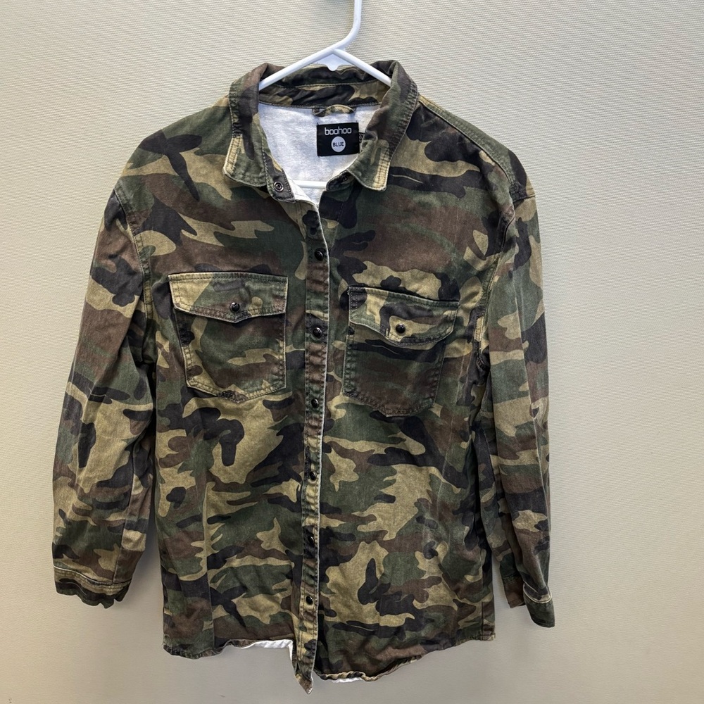 3for $15 😍 Boohoo Camouflage Men’s Army Button-Up Cotton Shirt